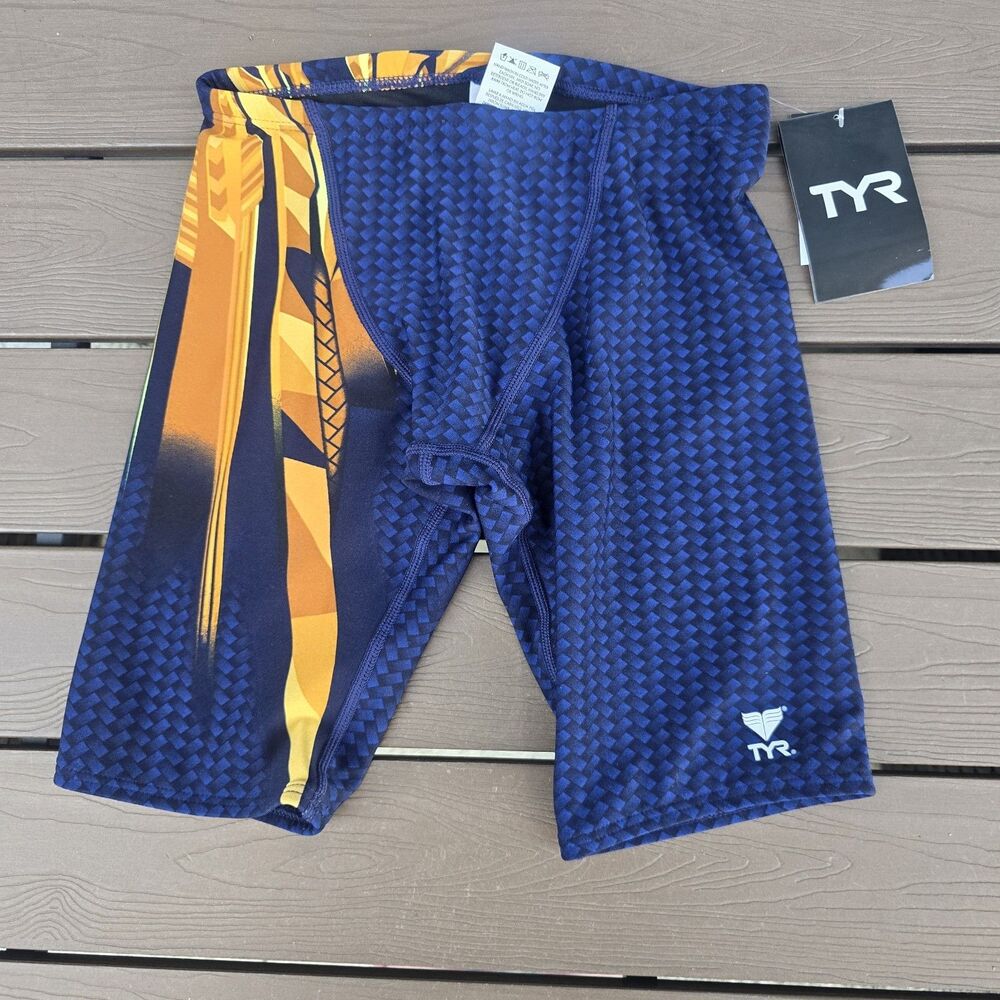 TYR Youth Boy's Durafast Elite Bravos Gold/navy Jammer Sz 28 NEW